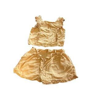 Paisley Lane Girls 2 Pc Yellow Ruffle Crop Top Shorts Set Size 7 Belt Outfit